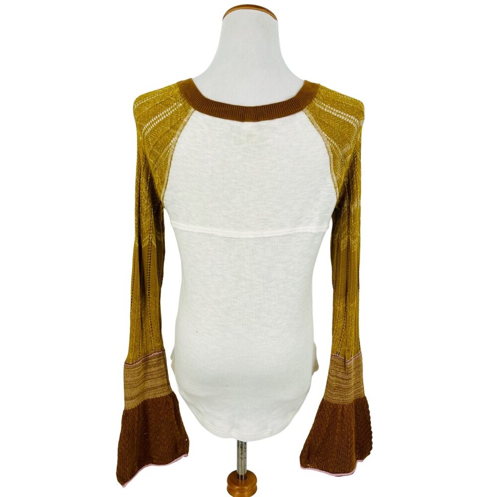Free People x We The Free Retro Long Bell Sleeve Knit Thermal Top - Picture 6 of 12